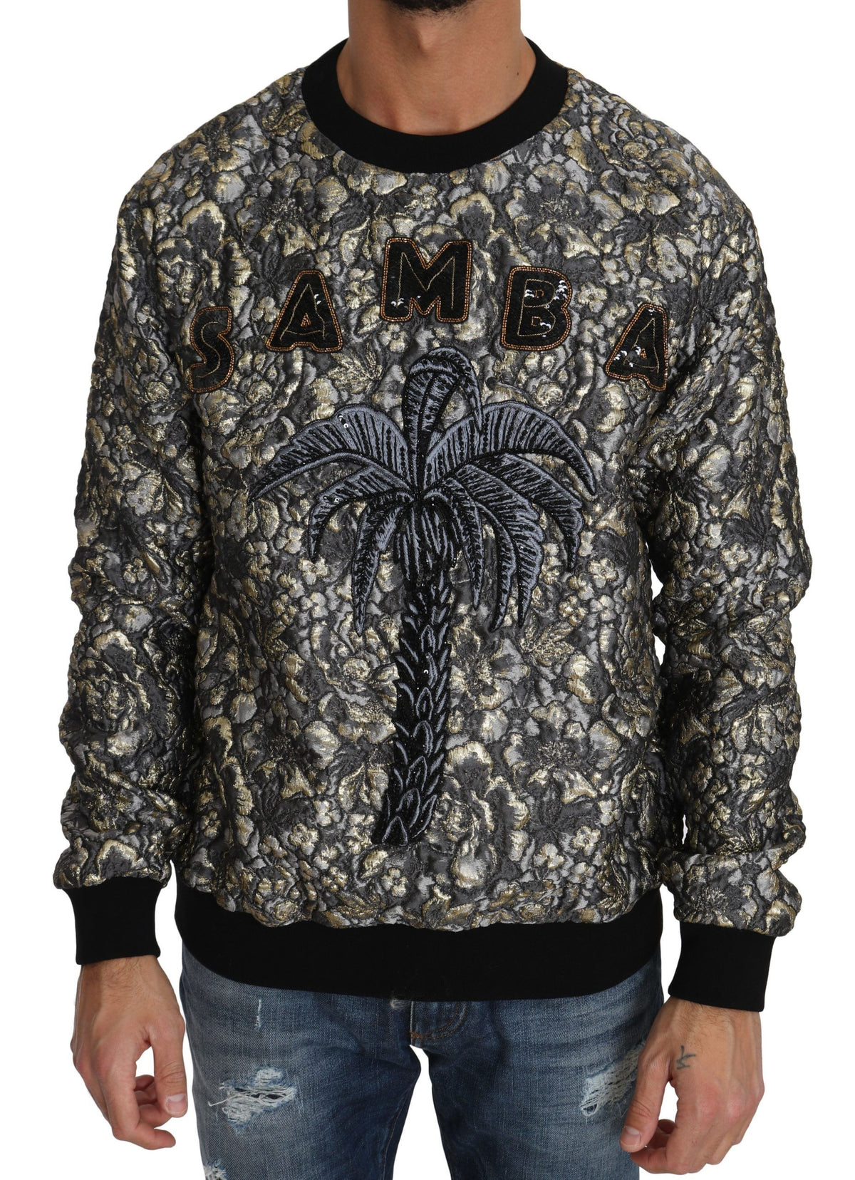 New Dolce & Gabbana Multicolor SAMBA Jacquard Palmtree Pullover Sweater