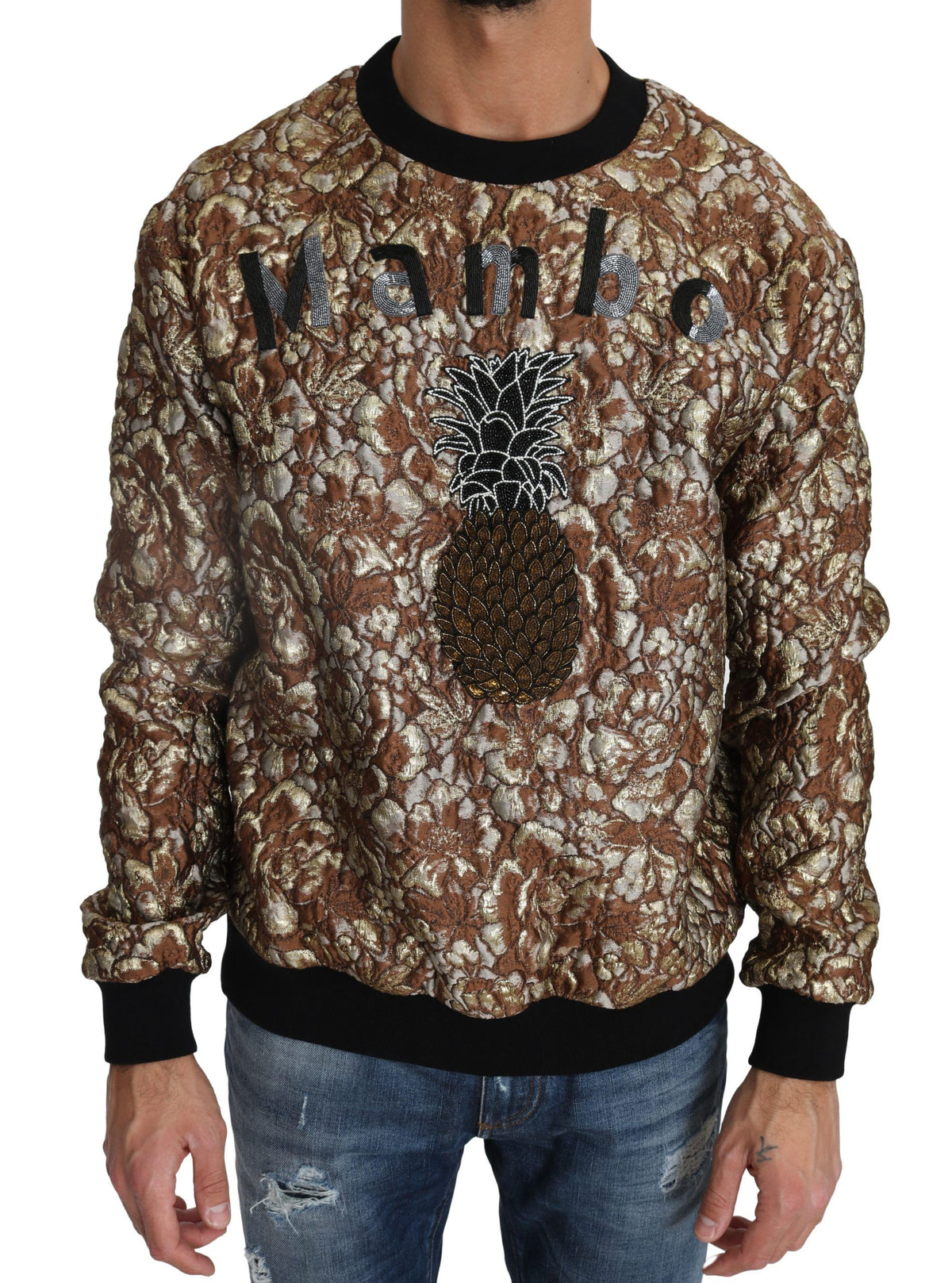 New Dolce & Gabbana Multicolor MAMBO Jacquard Pineapple Pullover Sweater