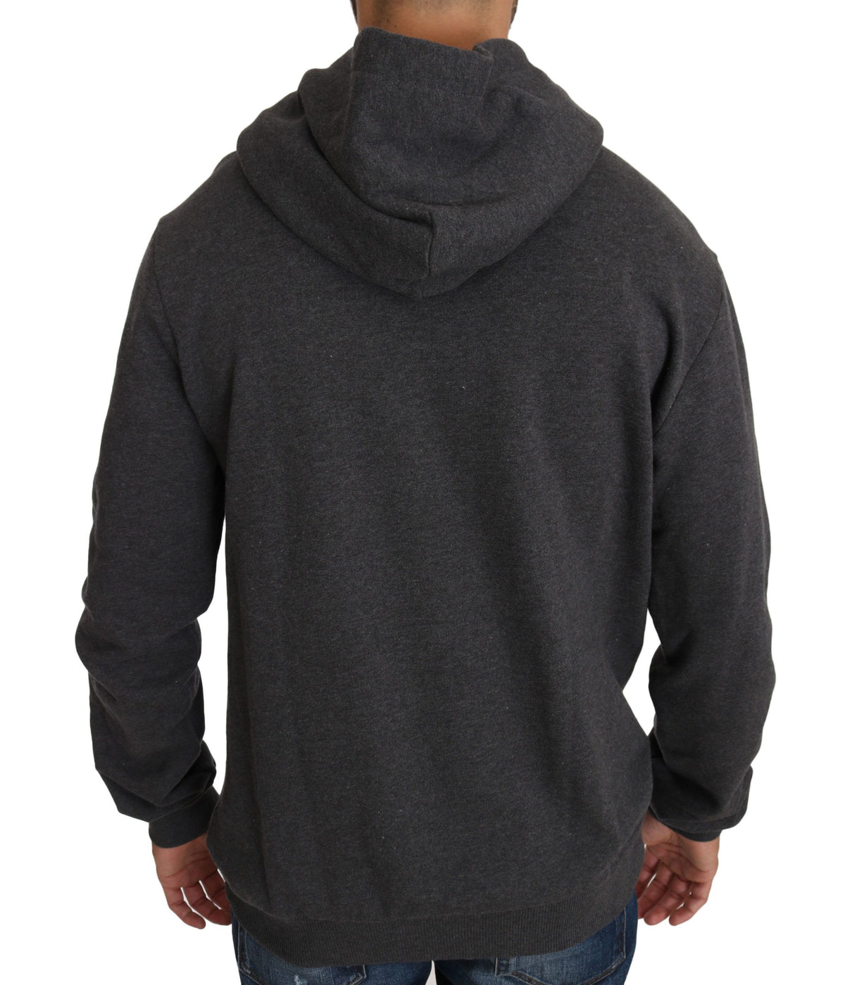 New Dolce & Gabbana Gray Hooded Red Crystal Heart Gun Sweater