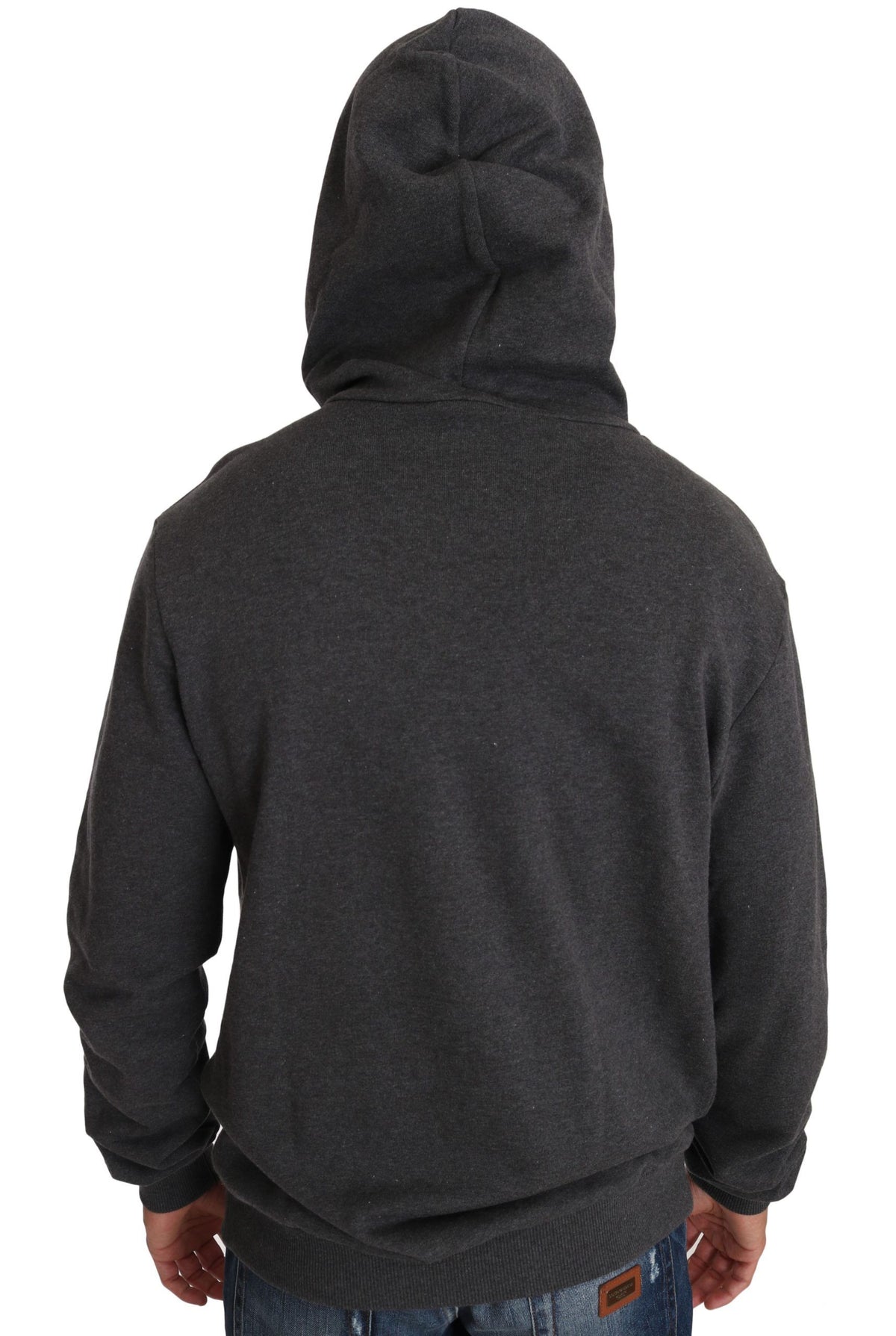New Dolce & Gabbana Gray Hooded Red Crystal Heart Gun Sweater