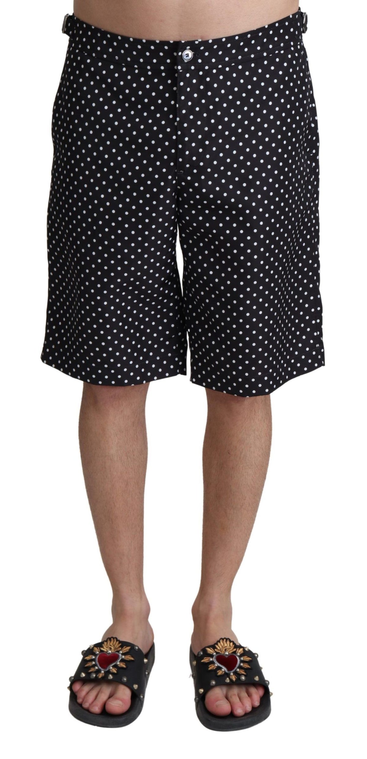 New Dolce & Gabbana Black Polka Dots Beachwear Shorts Swimwear