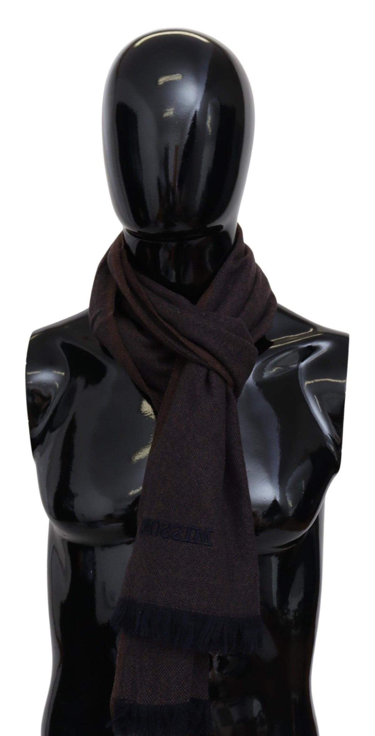 New Missoni Brown 100% Cashmere Unisex Neck Wrap Fringes Scarf
