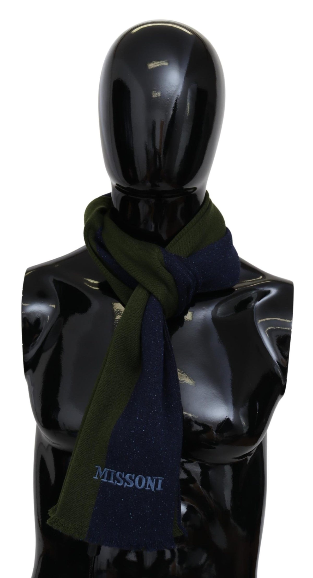 New Missoni Blue Green Wool Unisex Neck Wrap Shawl Blue