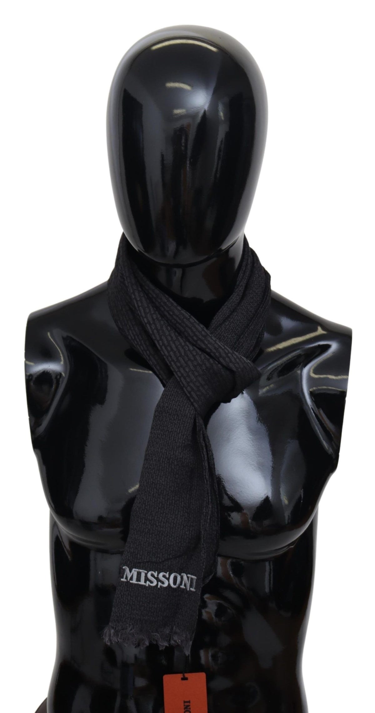 New Missoni Black Wool Knit Unisex Neck Wrap Scarf
