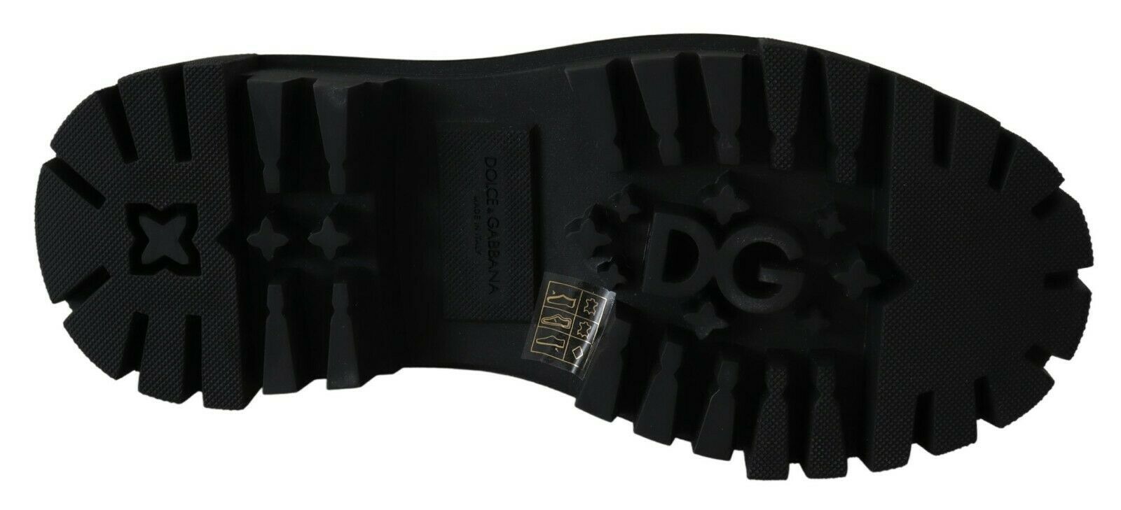 New Dolce & Gabbana Black Leather Crystal Combat Boots
