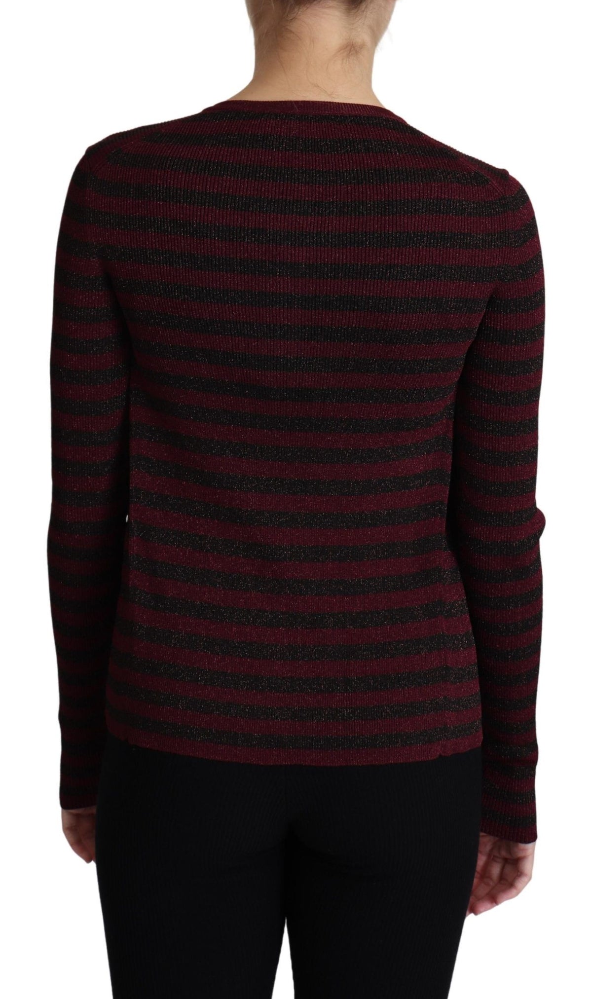 New Dolce & Gabbana Black Red Striped Cardigan Sweater