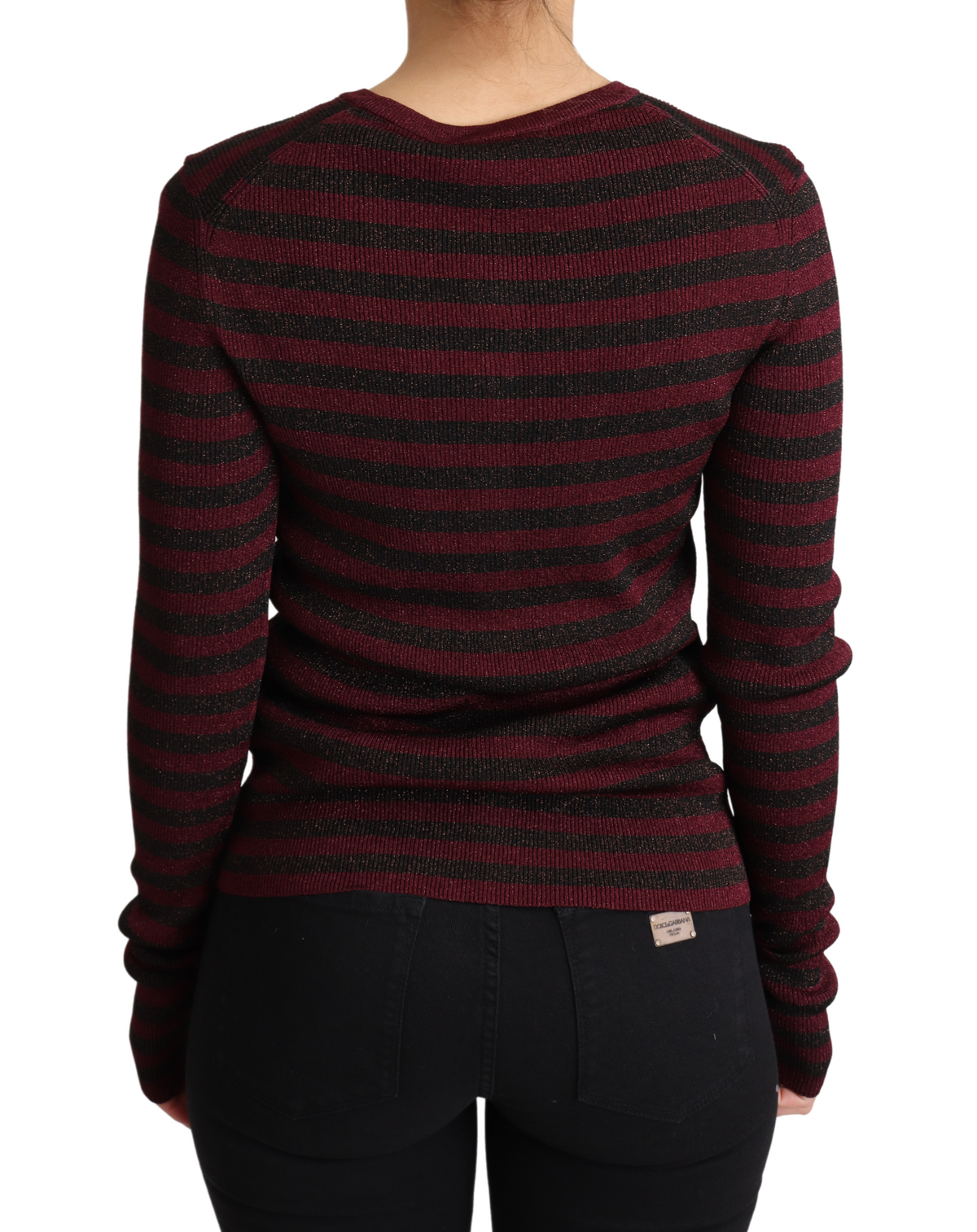 New Dolce & Gabbana Black Red Striped Cardigan Sweater