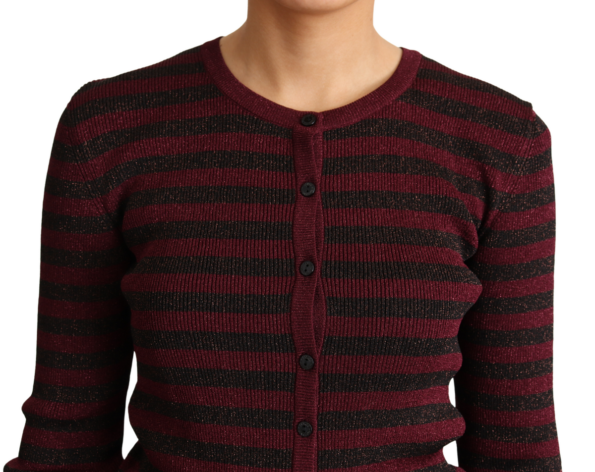 New Dolce & Gabbana Black Red Striped Cardigan Sweater