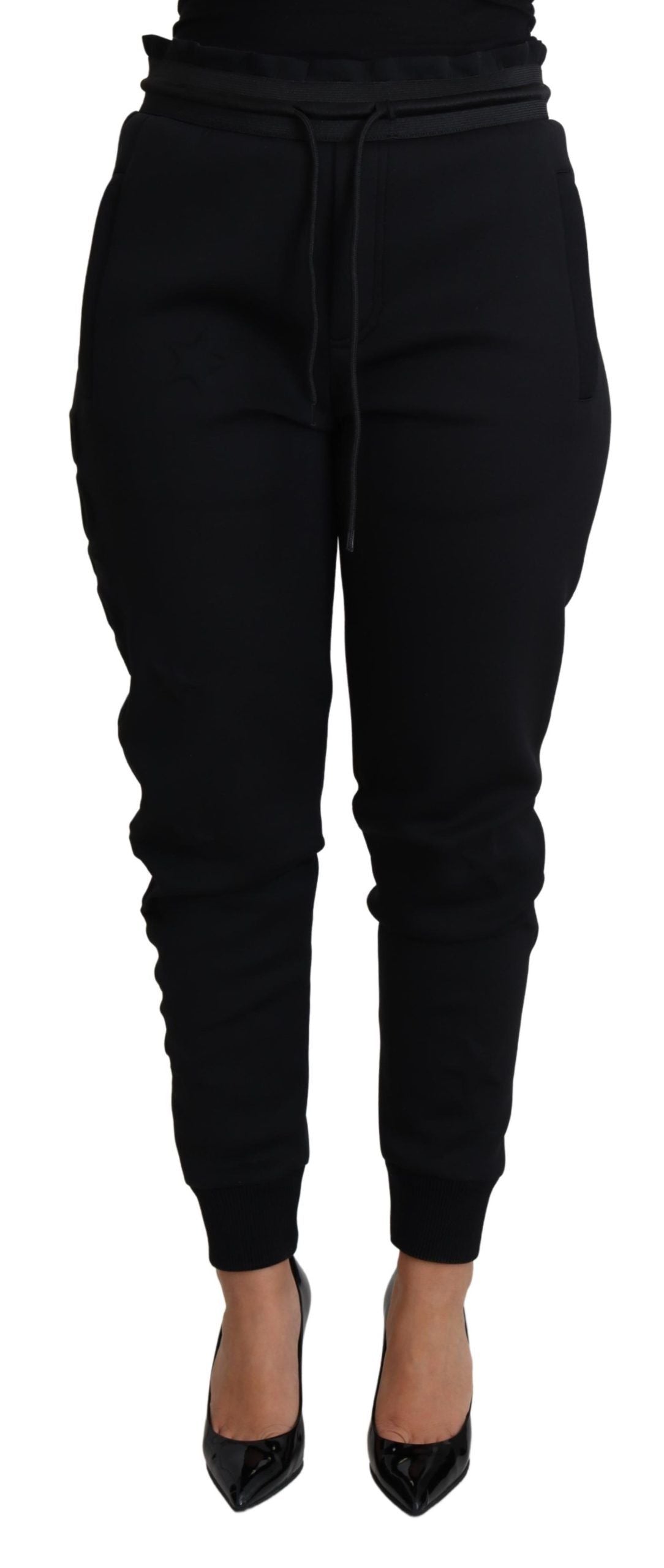 New Dolce & Gabbana Black Neoprene Jogger Trouser Pants