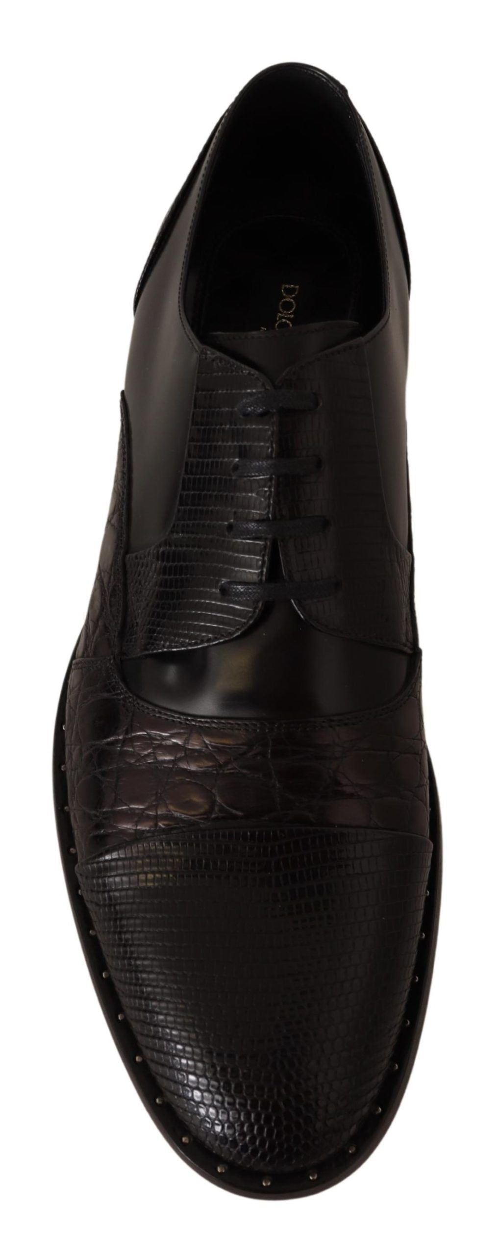 New Dolce & Gabbana Black Leather Exotic Skins Formal Shoes