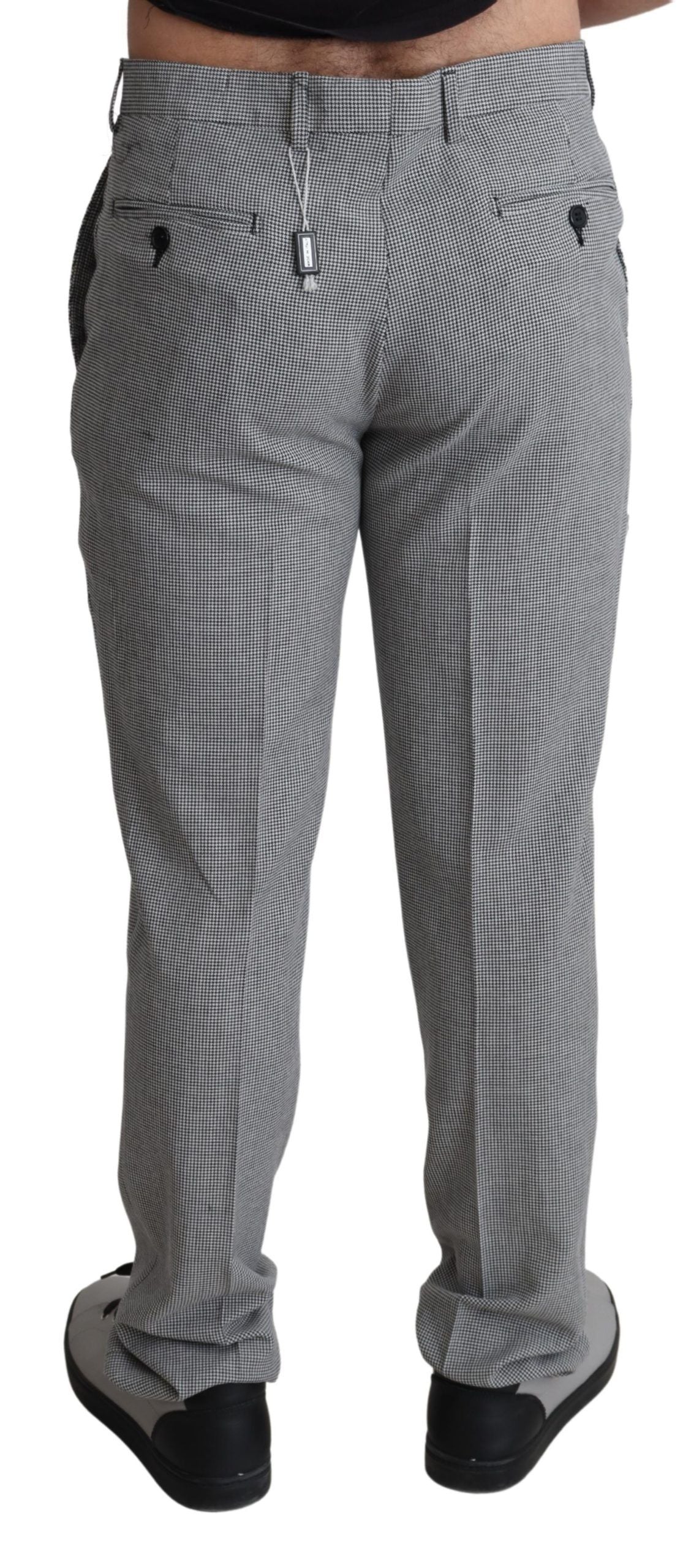 New BENCIVENGA Gray Wool Checkered Dress Men Formal Trouser Pants