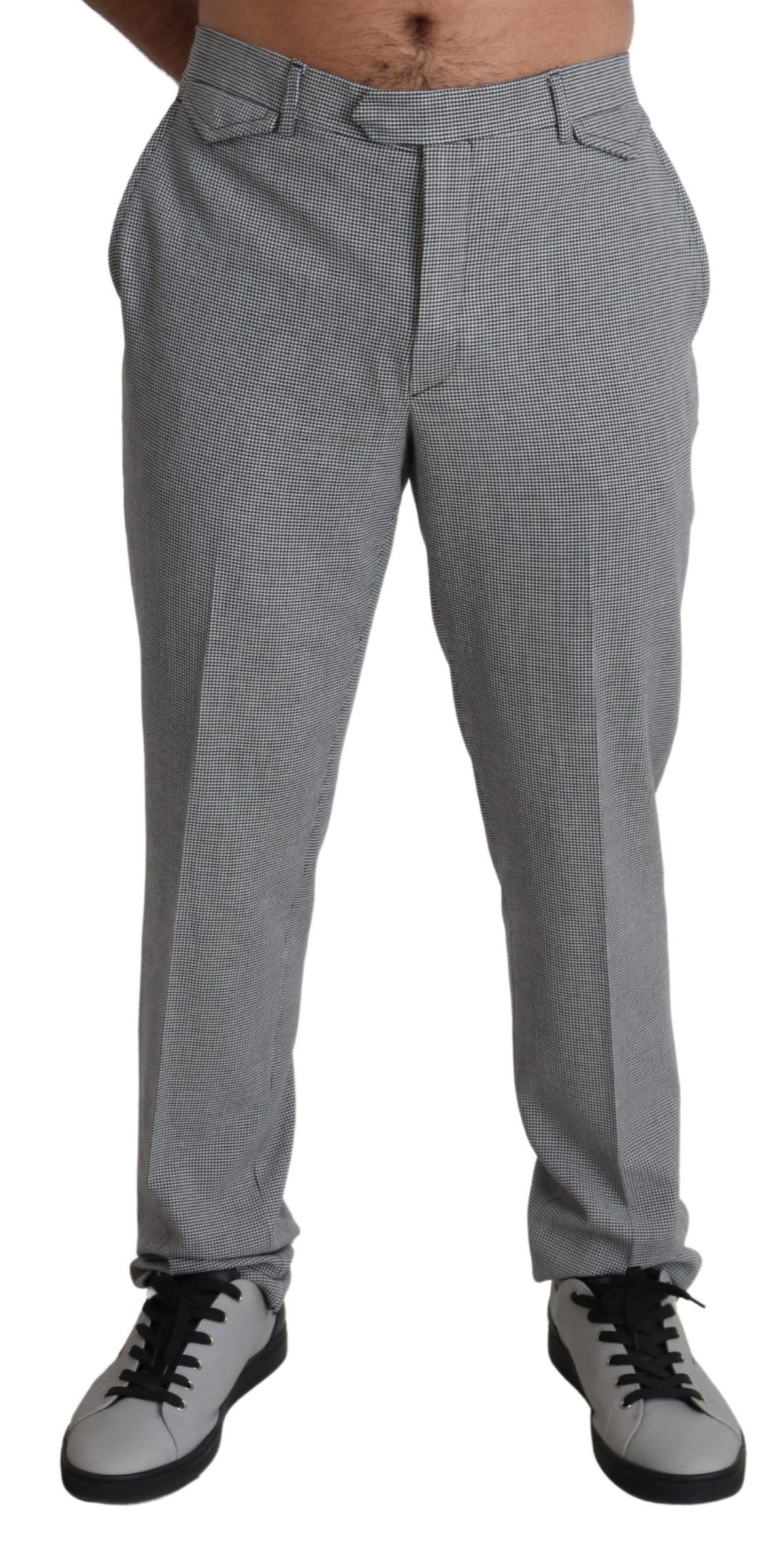New BENCIVENGA Gray Wool Checkered Dress Men Formal Trouser Pants