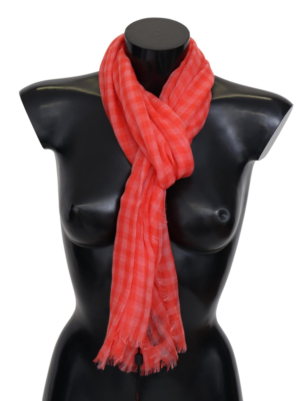 New Missoni Orange Check Cashmere Unisex Wrap Fringes Scarf