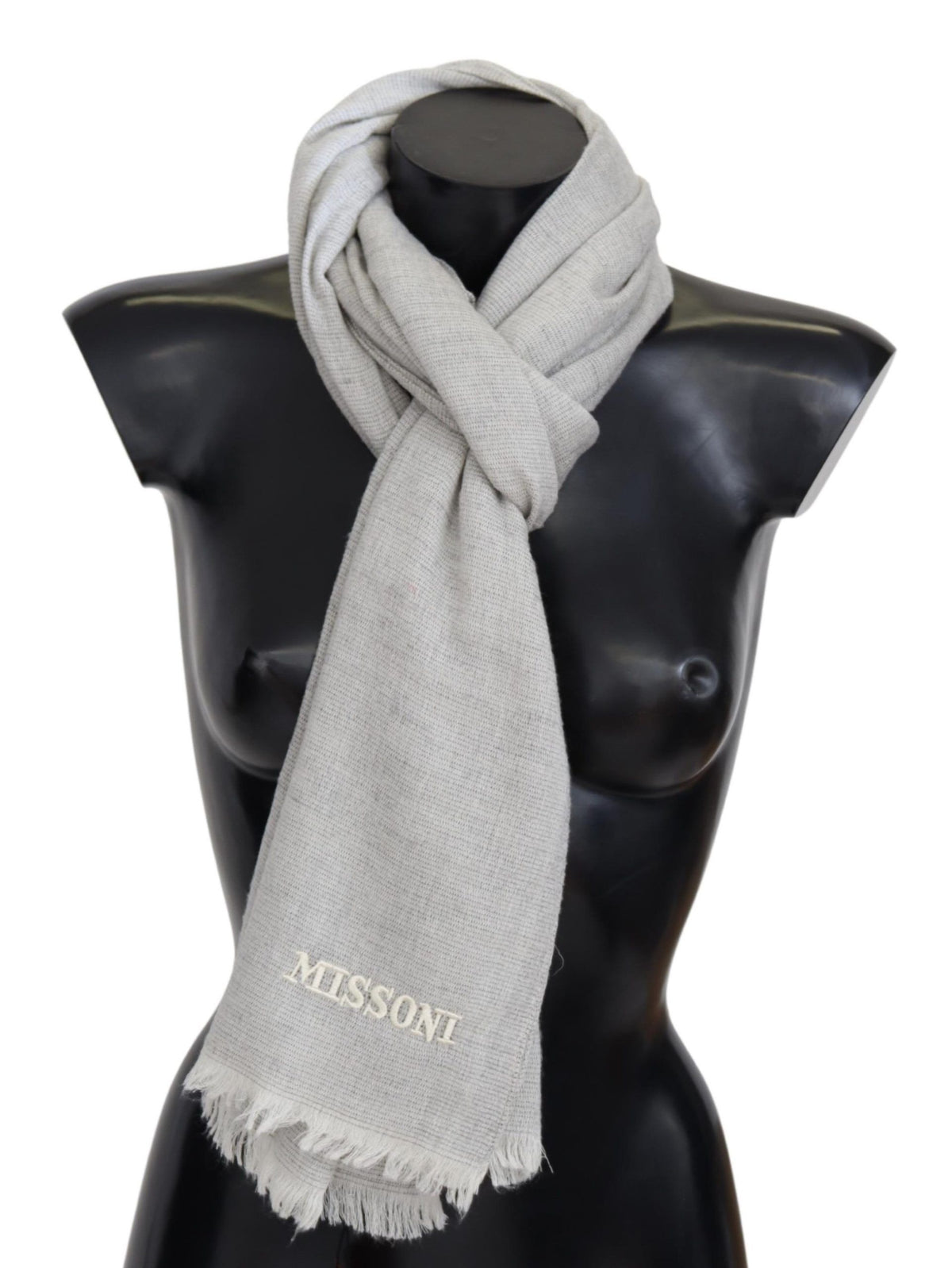 New Missoni Gray Wool Knit Unisex Neck Wrap Scarf