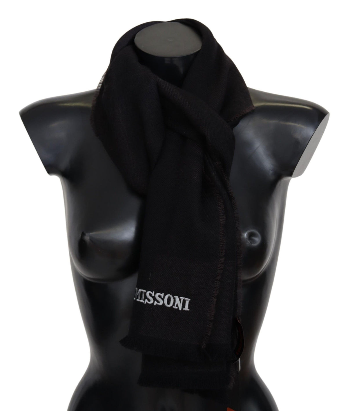 New Missoni Black 100% Wool Unisex Neck Wrap Scarf