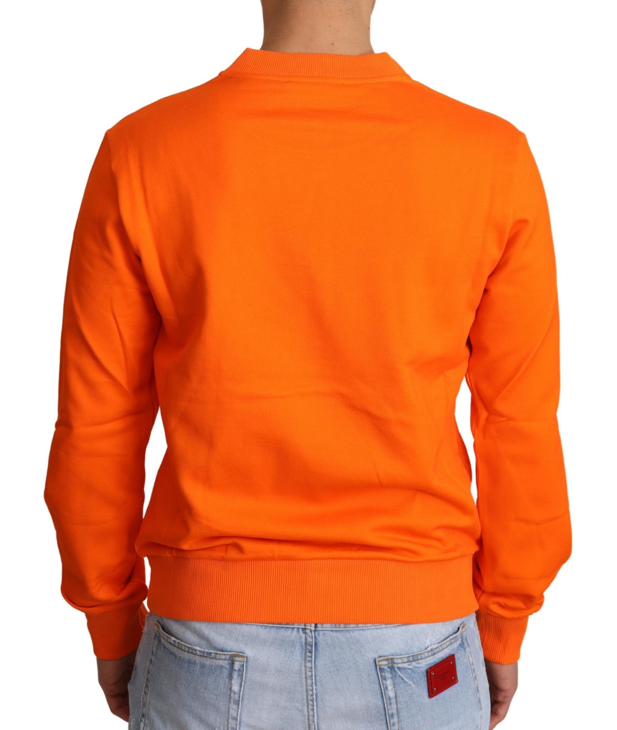New Dolce & Gabbana Orange King Ceasar Cotton Pullover Sweater