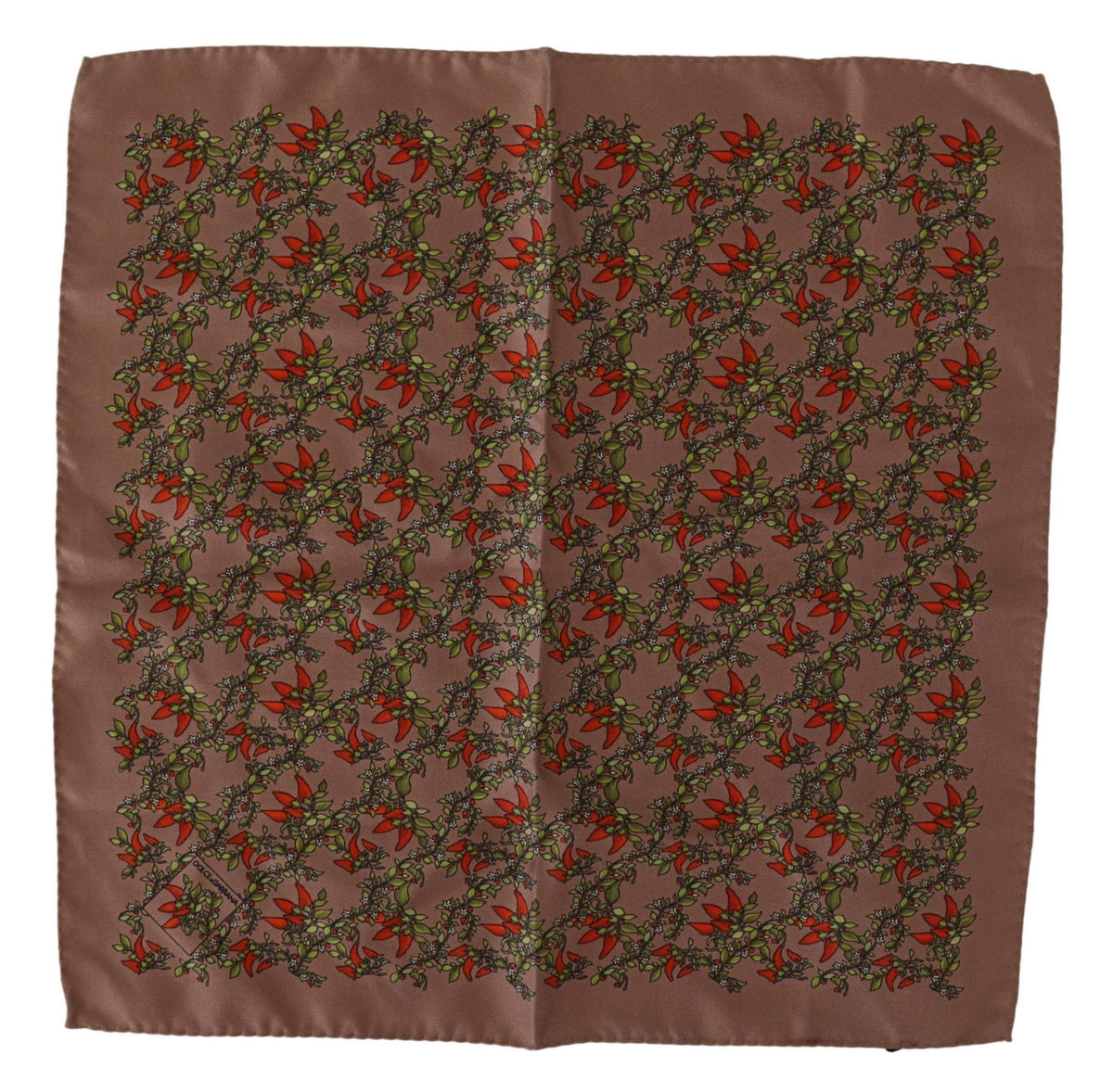 New Dolce & Gabbana Brown Carrots Print Silk Handkerchief