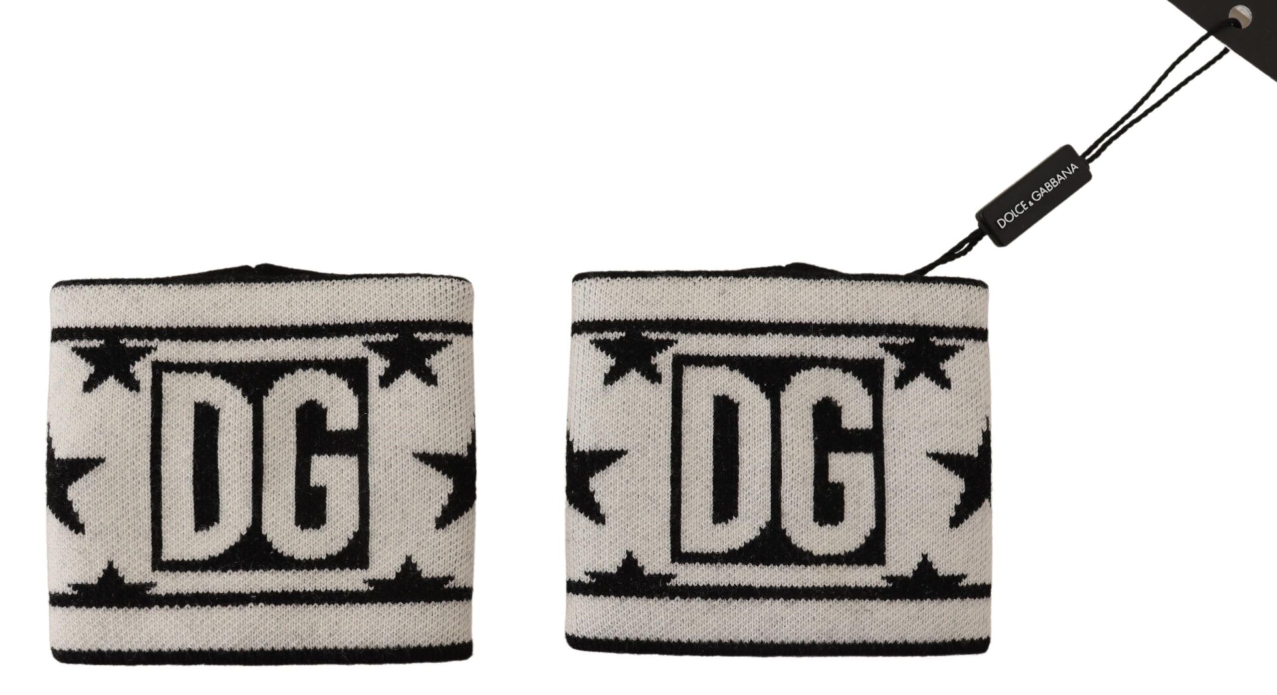 New Dolce & Gabbana White Black Wool Logo #DGMILLENNIALS Wristband