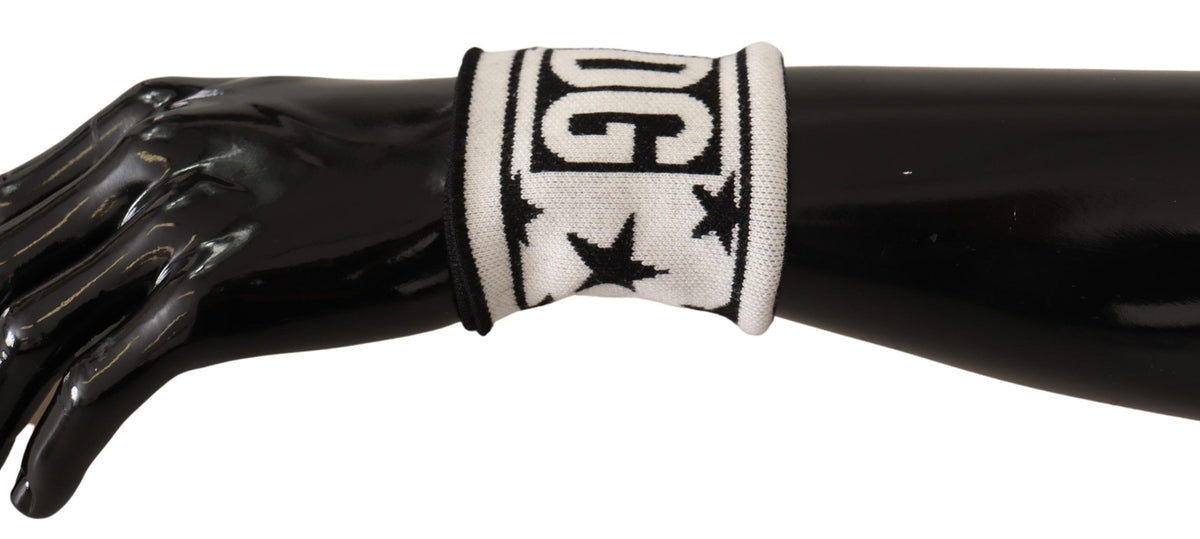 New Dolce & Gabbana White Black Wool Logo #DGMILLENNIALS Wristband
