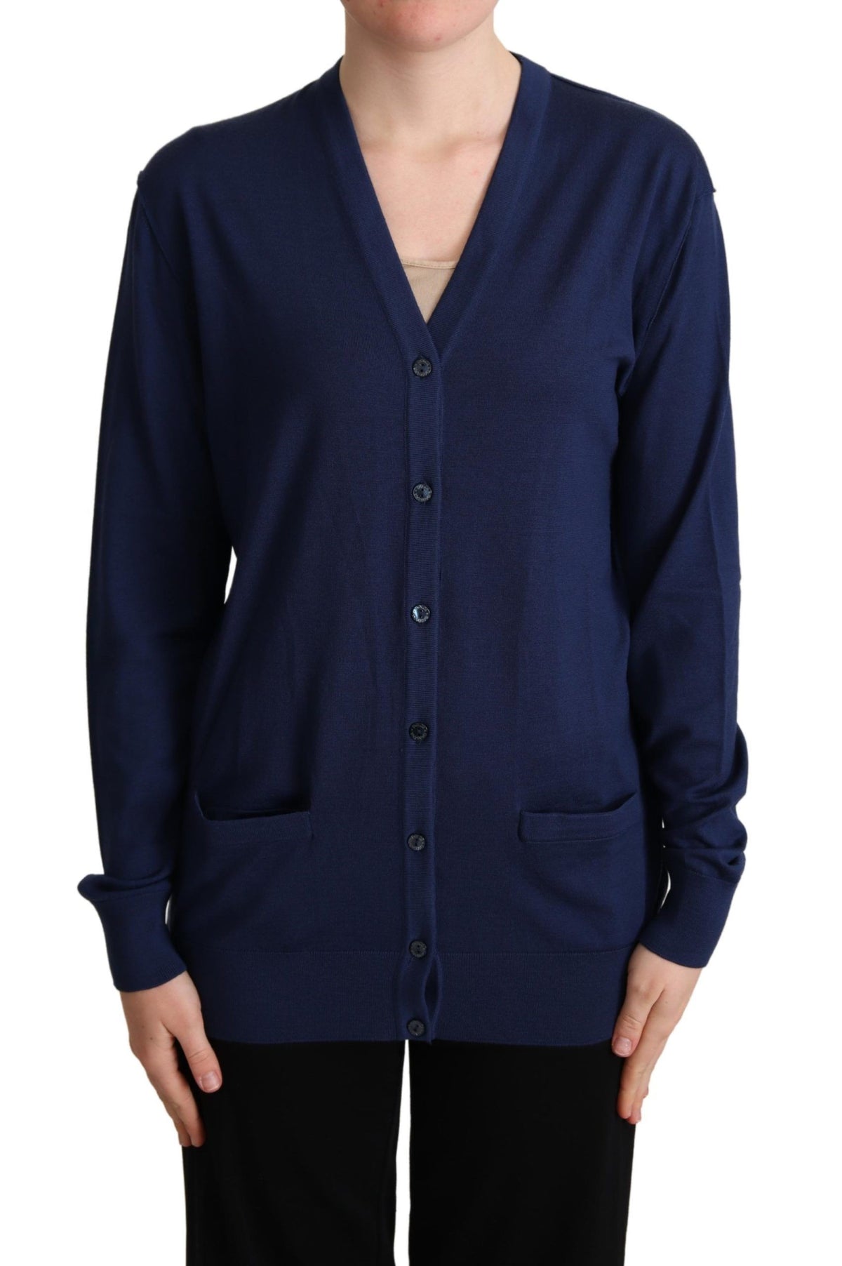 New Dolce & Gabbana Blue Virgin Wool Button Down Cardigan Sweater