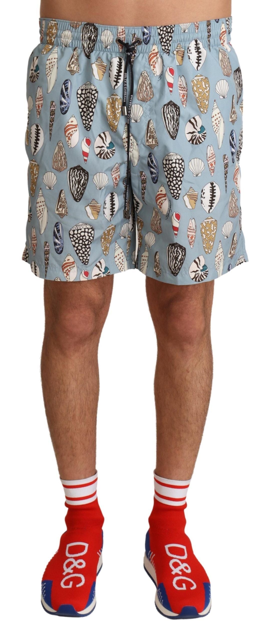 New Dolce & Gabbana Blue Seashell Beachwear Swimwear Shorts