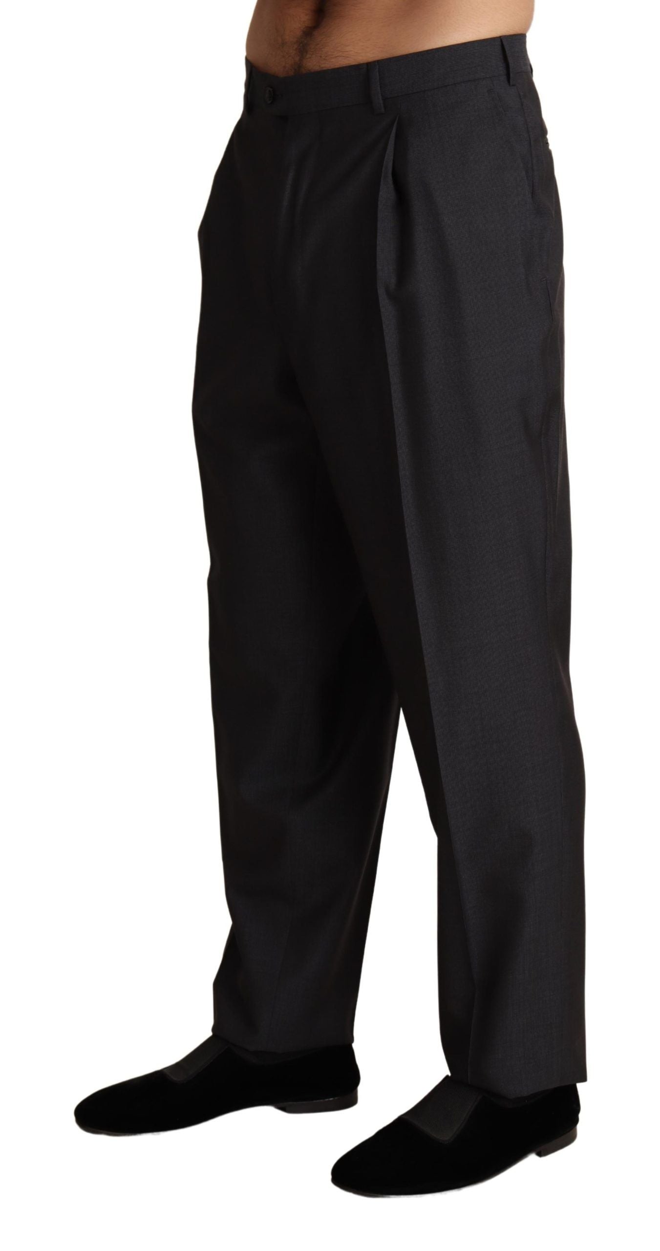 New Dolce & Gabbana Gray Wool Blend Formal Trousers Pants