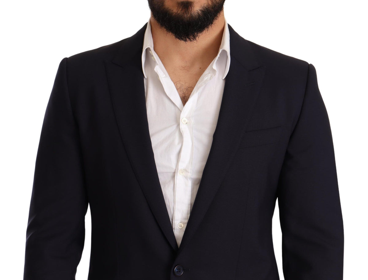 New Dolce & Gabbana Navy Blue Wool Slim Fit MARTINI Blazer