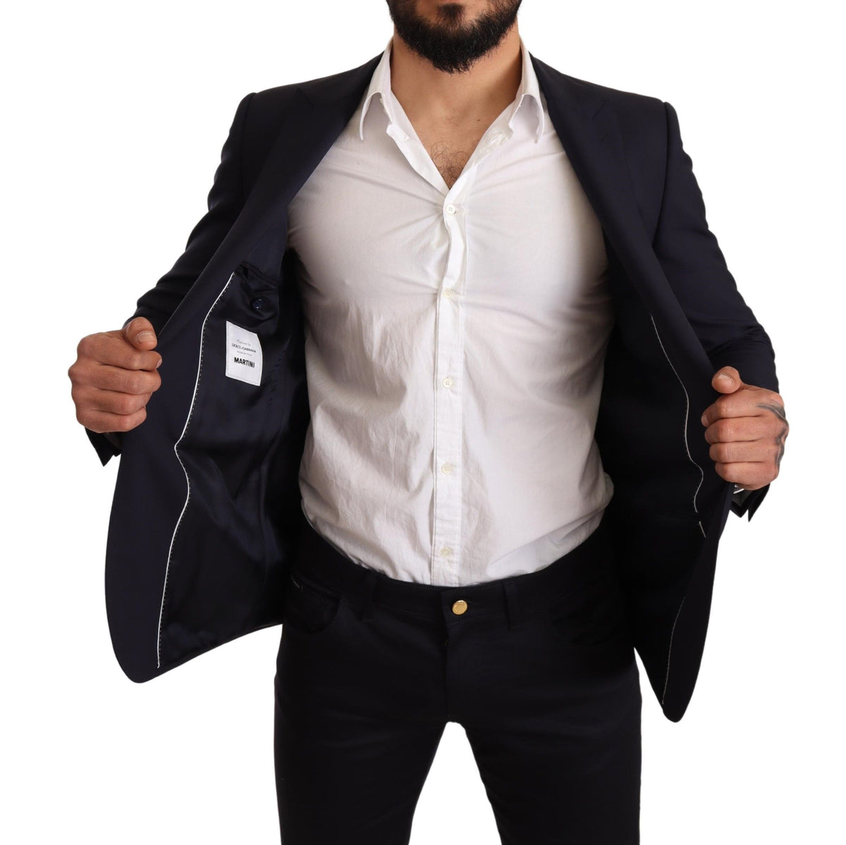New Dolce & Gabbana Navy Blue Wool Slim Fit MARTINI Blazer