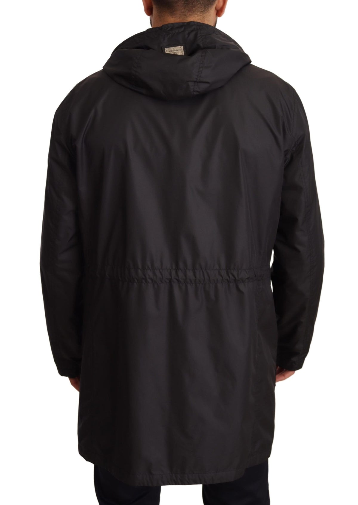 New Dolce & Gabbana Black Hooded Mens Trench Coat Jacket
