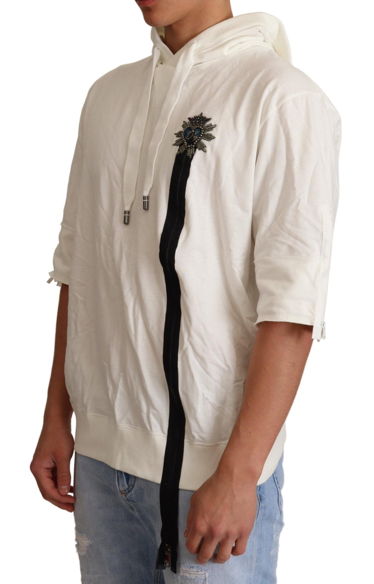 New Dolce & Gabbana White Hooded Limited Edition Sweater