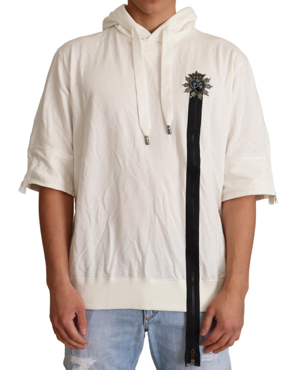 New Dolce & Gabbana White Hooded Limited Edition Sweater