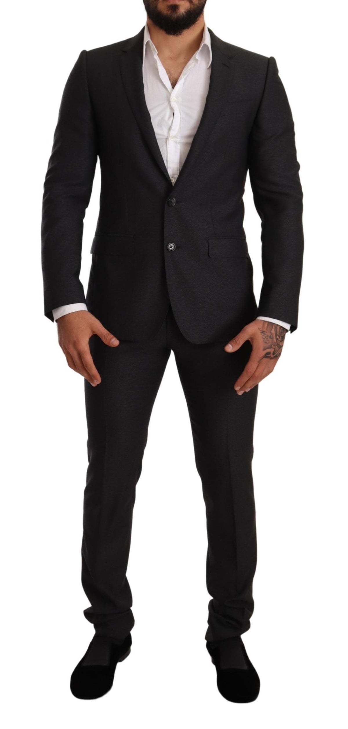 New Dolce & Gabbana Gray Wool MARTINI Slim Fit Set Suit