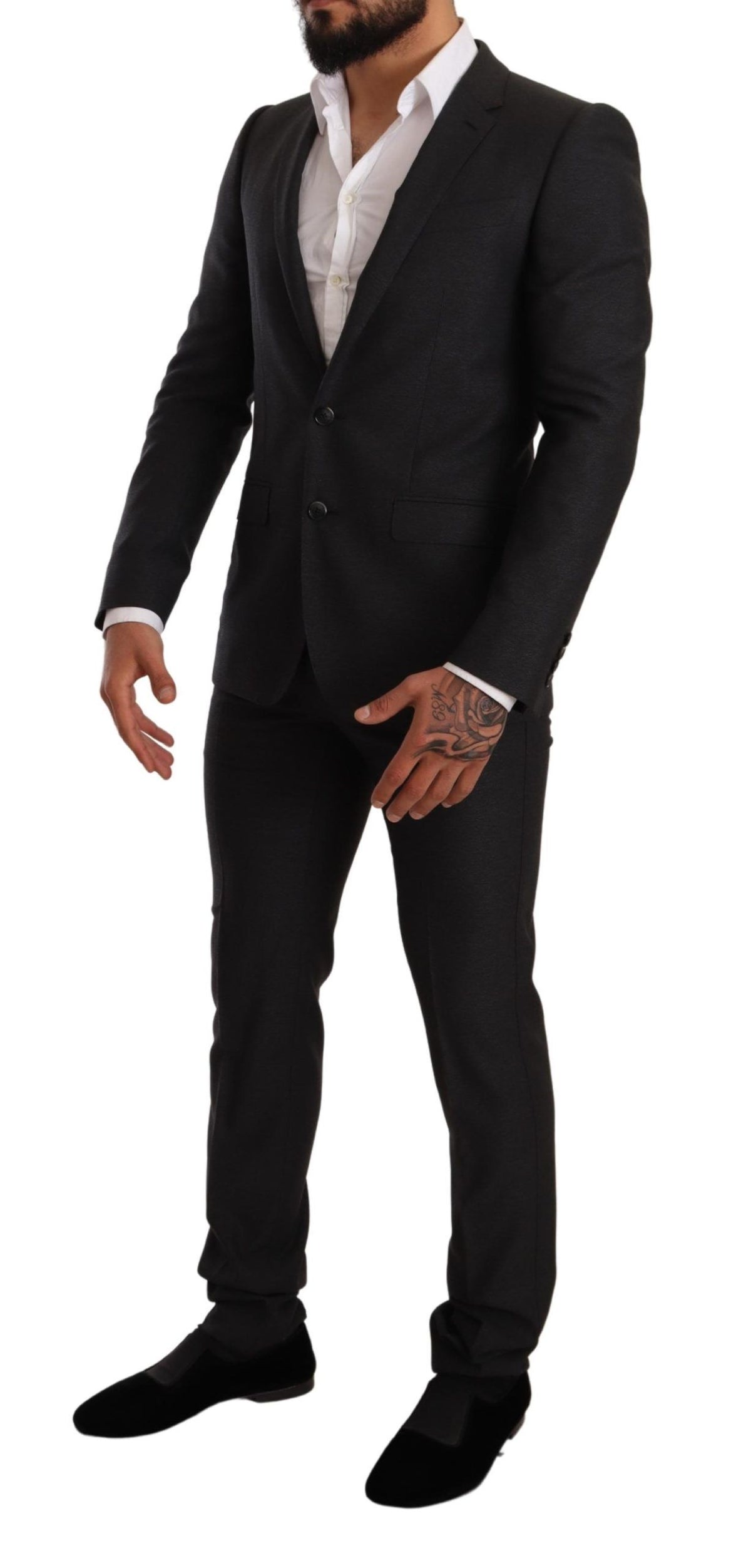 New Dolce & Gabbana Gray Wool MARTINI Slim Fit Set Suit
