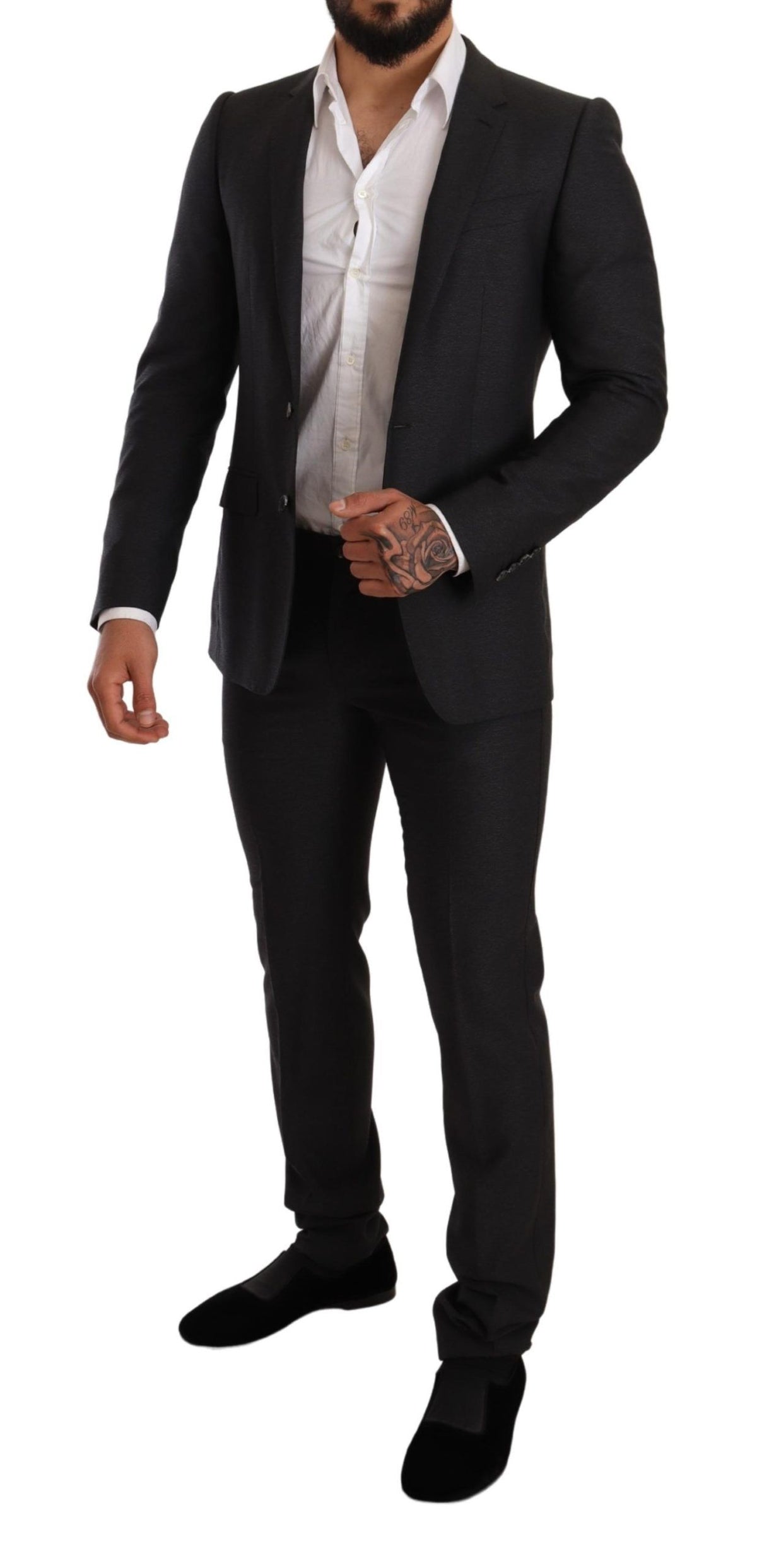 New Dolce & Gabbana Gray Wool MARTINI Slim Fit Set Suit