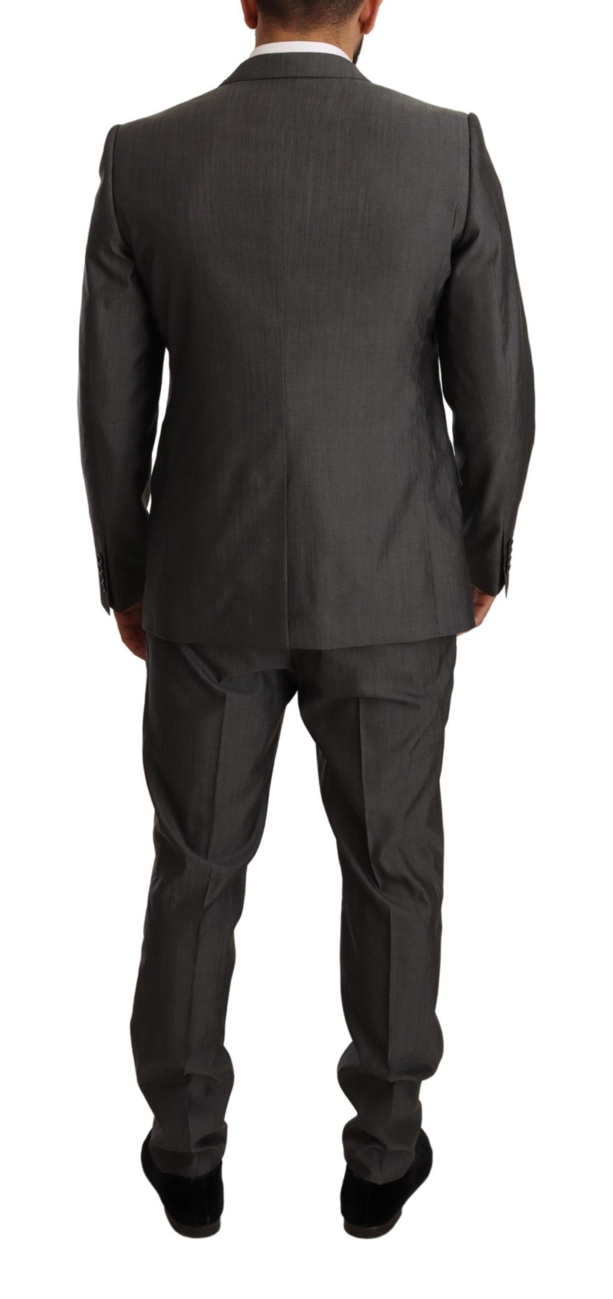 New Dolce & Gabbana Gray Metallic MARTINI Slim Fit Set Suit