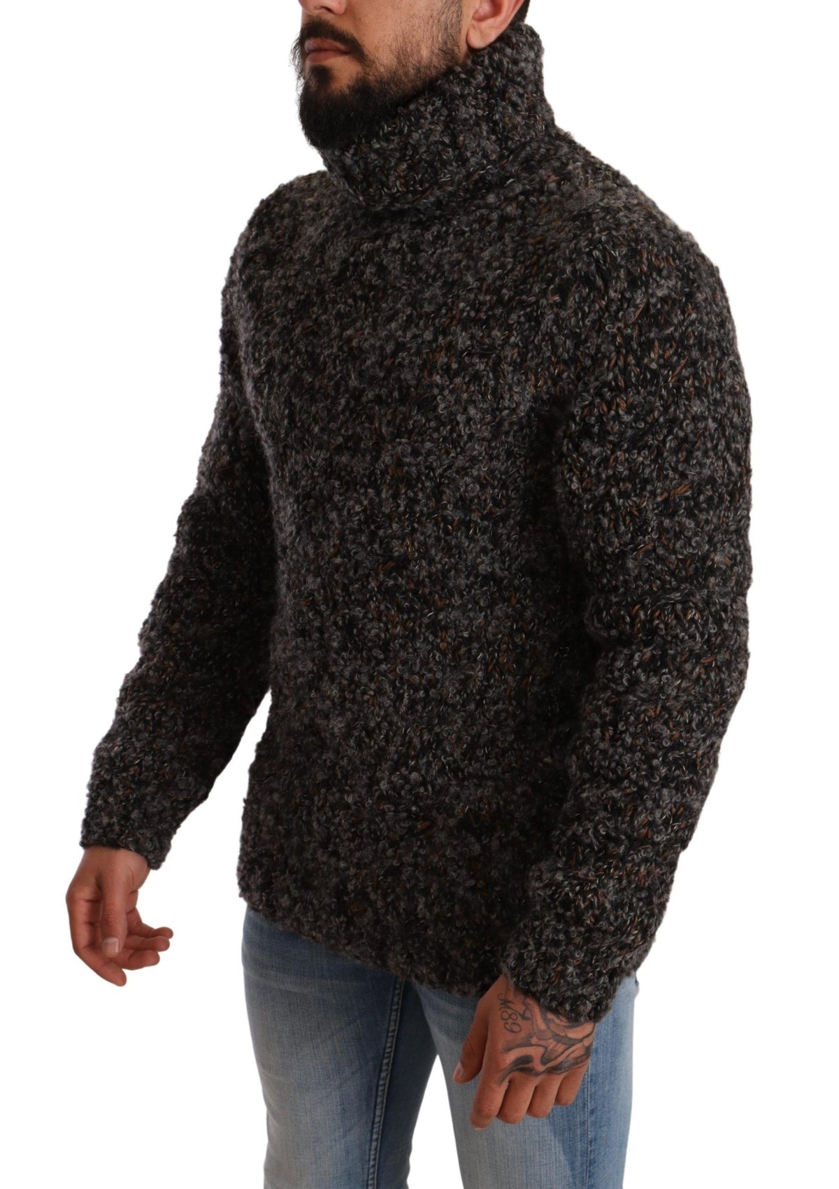 New Dolce & Gabbana Gray Wool Blend Turtleneck Pullover Sweater