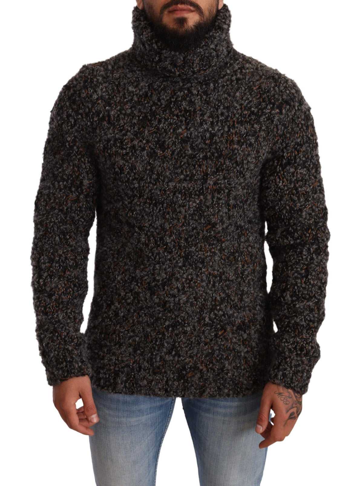 New Dolce & Gabbana Gray Wool Blend Turtleneck Pullover Sweater
