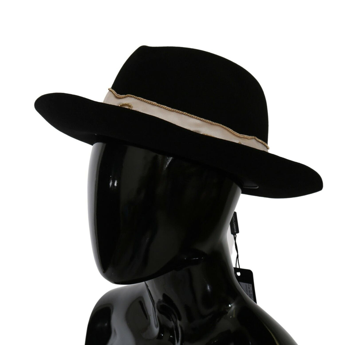 New Dolce & Gabbana Black Lapin Amor Gignit Wide Brim Panama Hat