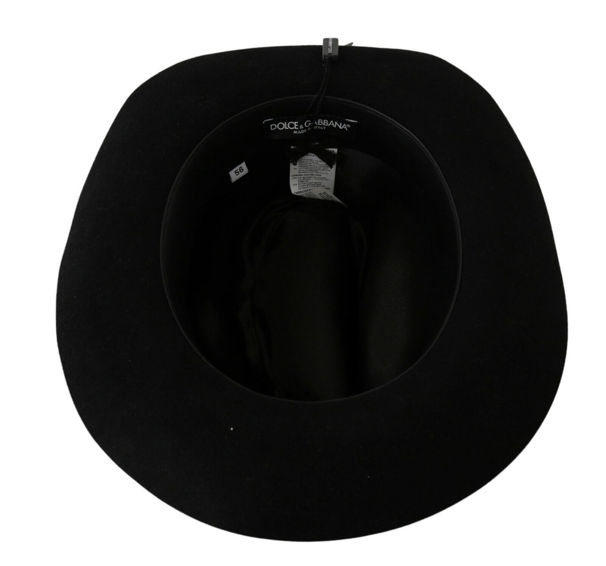 New Dolce & Gabbana Black Lapin Amor Gignit Wide Brim Panama Hat
