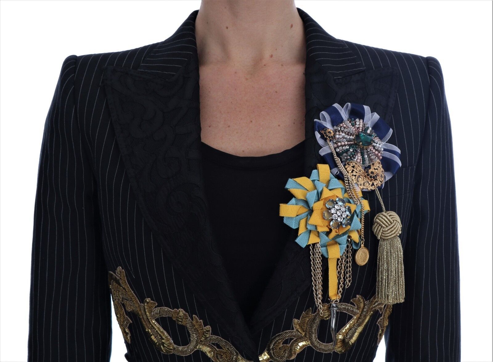 Dolce & Gabbana Dark Gray Crystal Fairy Tale Blazer Jacket