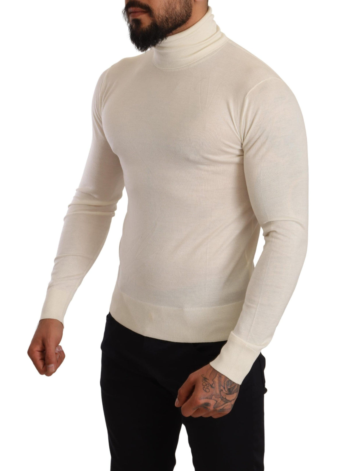 New Dolce & Gabbana Cream Cashmere Turtleneck Pullover Sweater