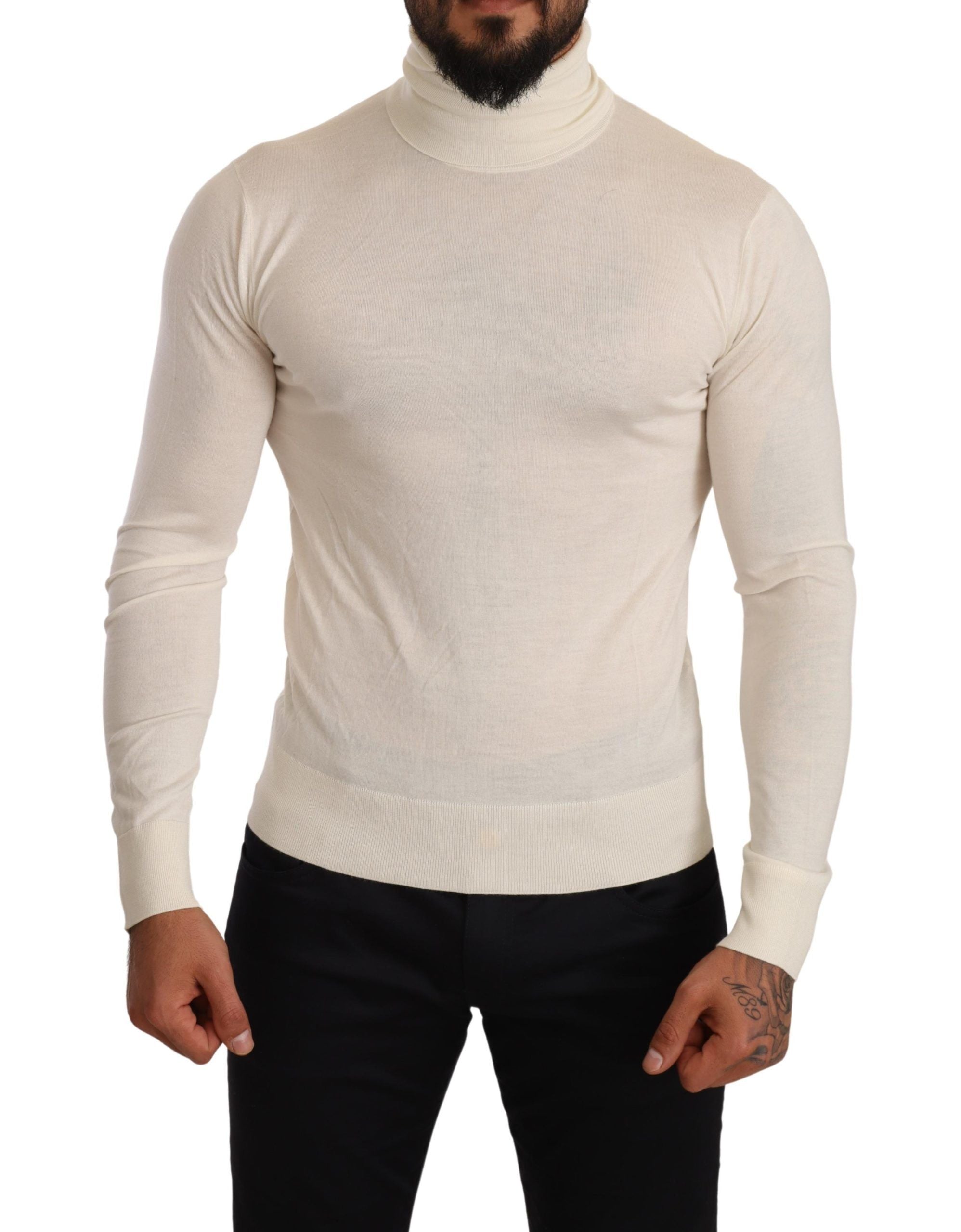 New Dolce & Gabbana Cream Cashmere Turtleneck Pullover Sweater