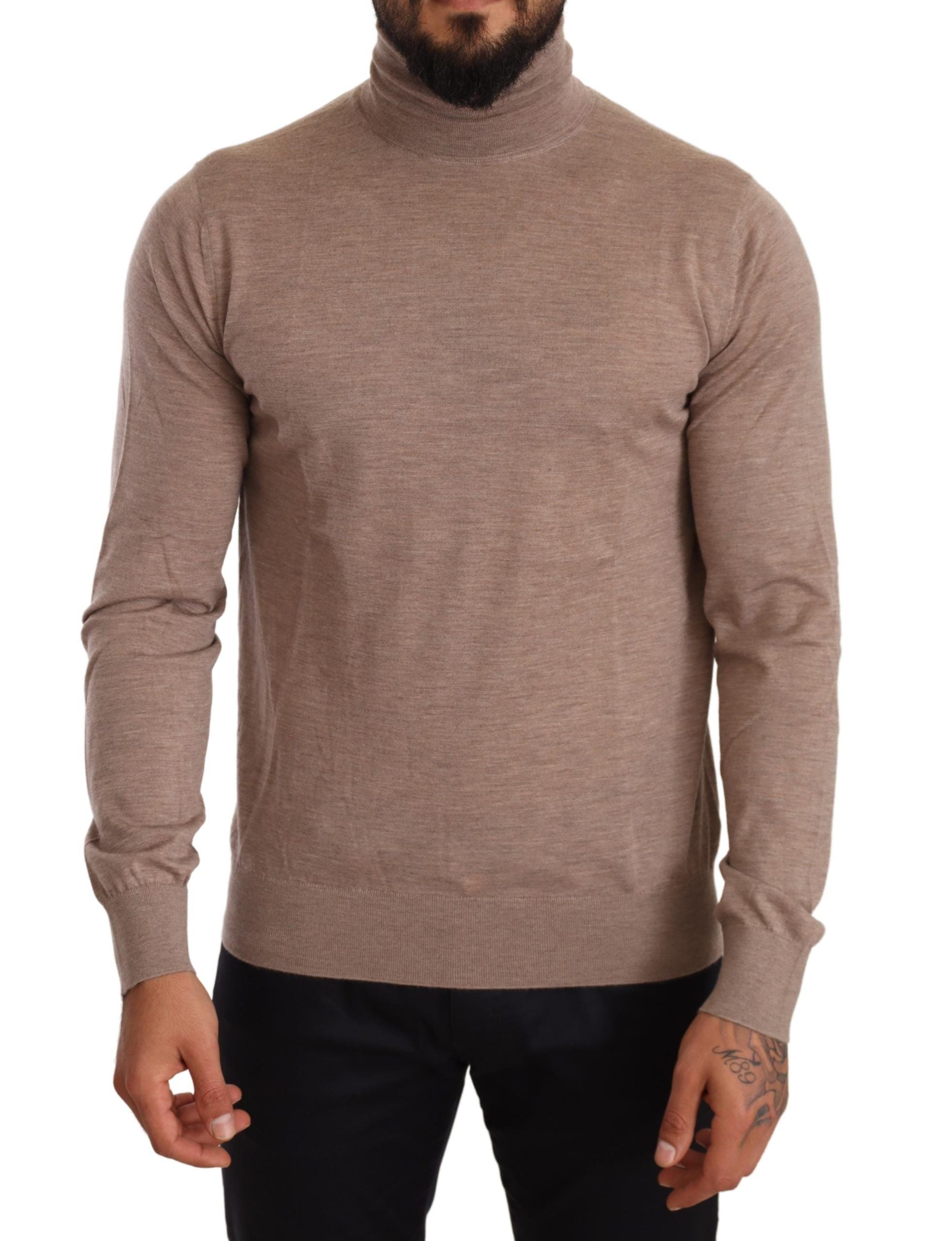 New Dolce & Gabbana Brown Cashmere Turtleneck Pullover Sweater