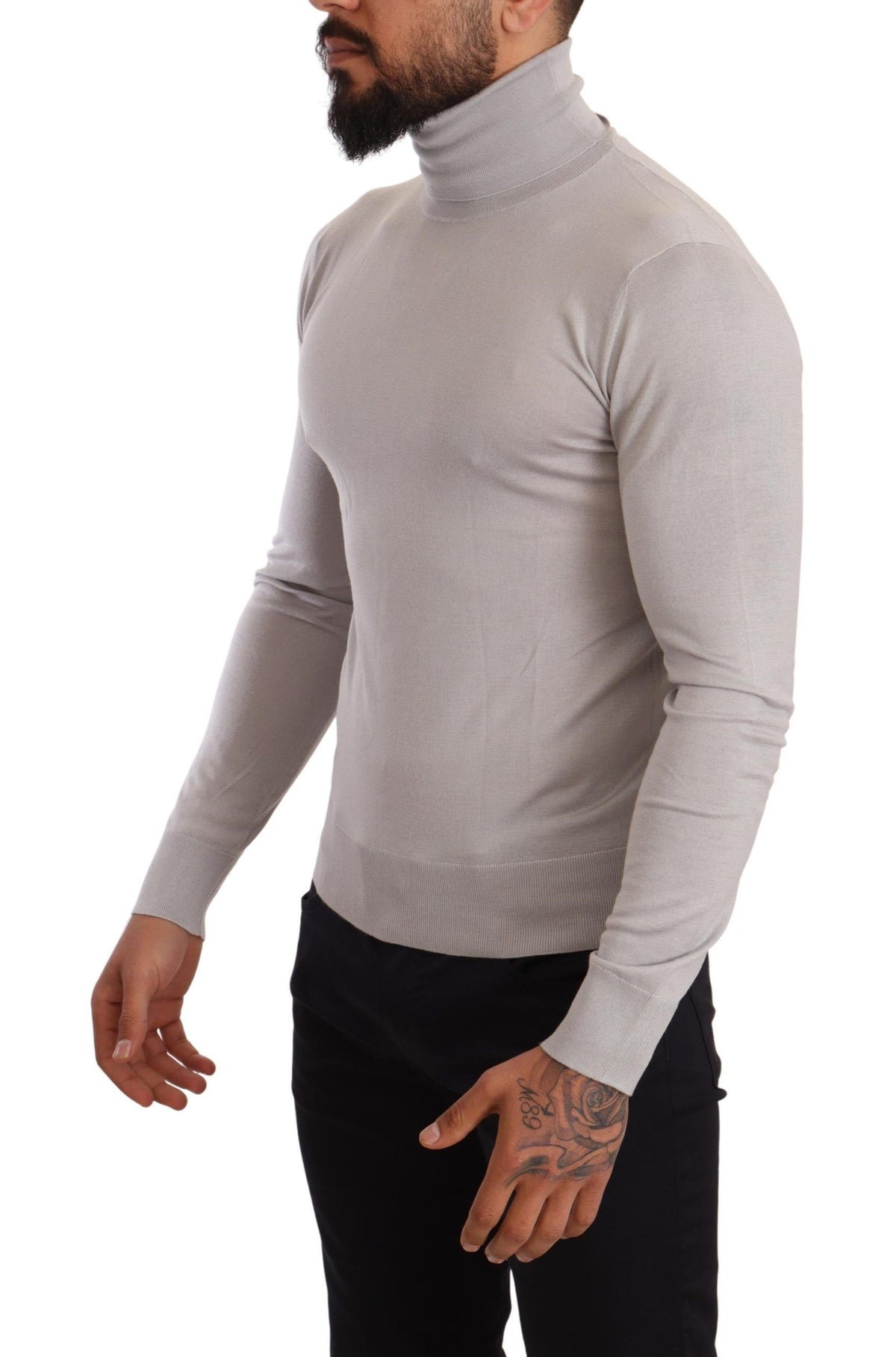 New Dolce & Gabbana Gray Cashmere Turtleneck Pullover Sweater