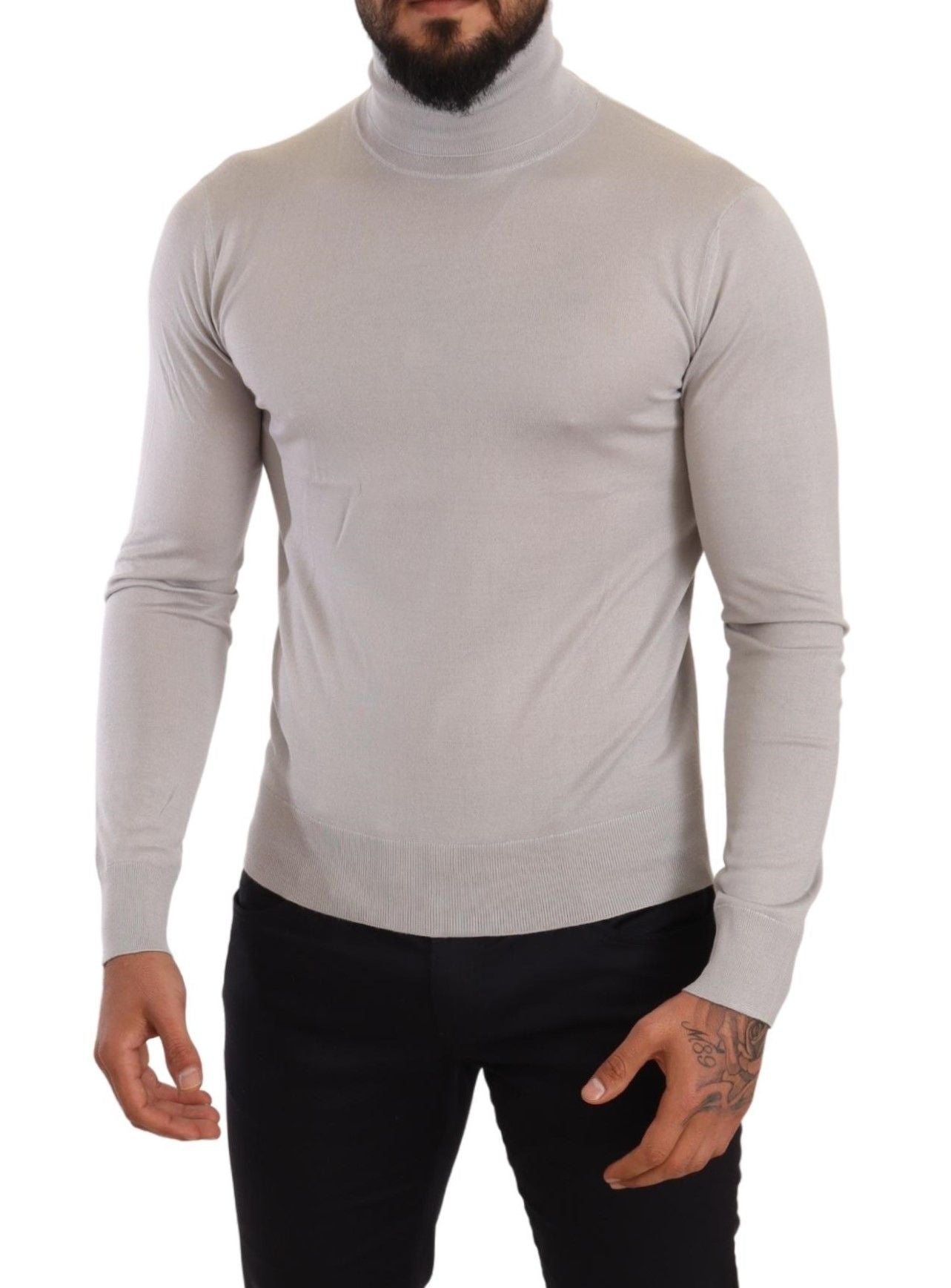 New Dolce & Gabbana Gray Cashmere Turtleneck Pullover Sweater