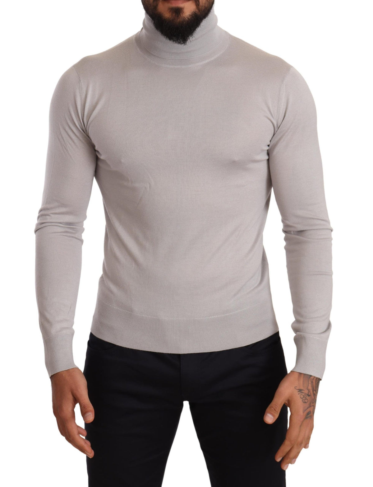 New Dolce & Gabbana Gray Cashmere Turtleneck Pullover Sweater