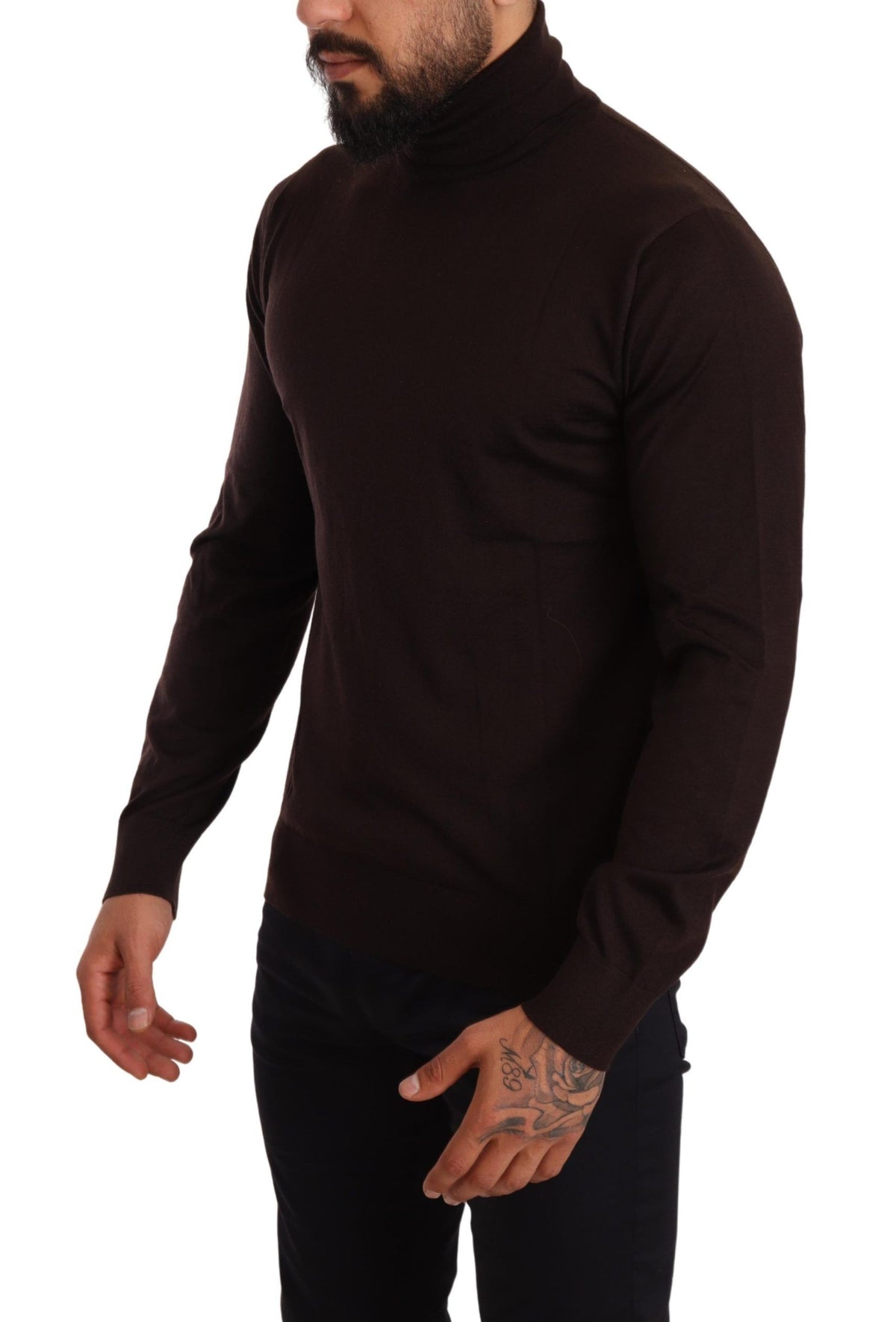 New Dolce & Gabbana Brown Cashmere Turtleneck Pullover Sweater
