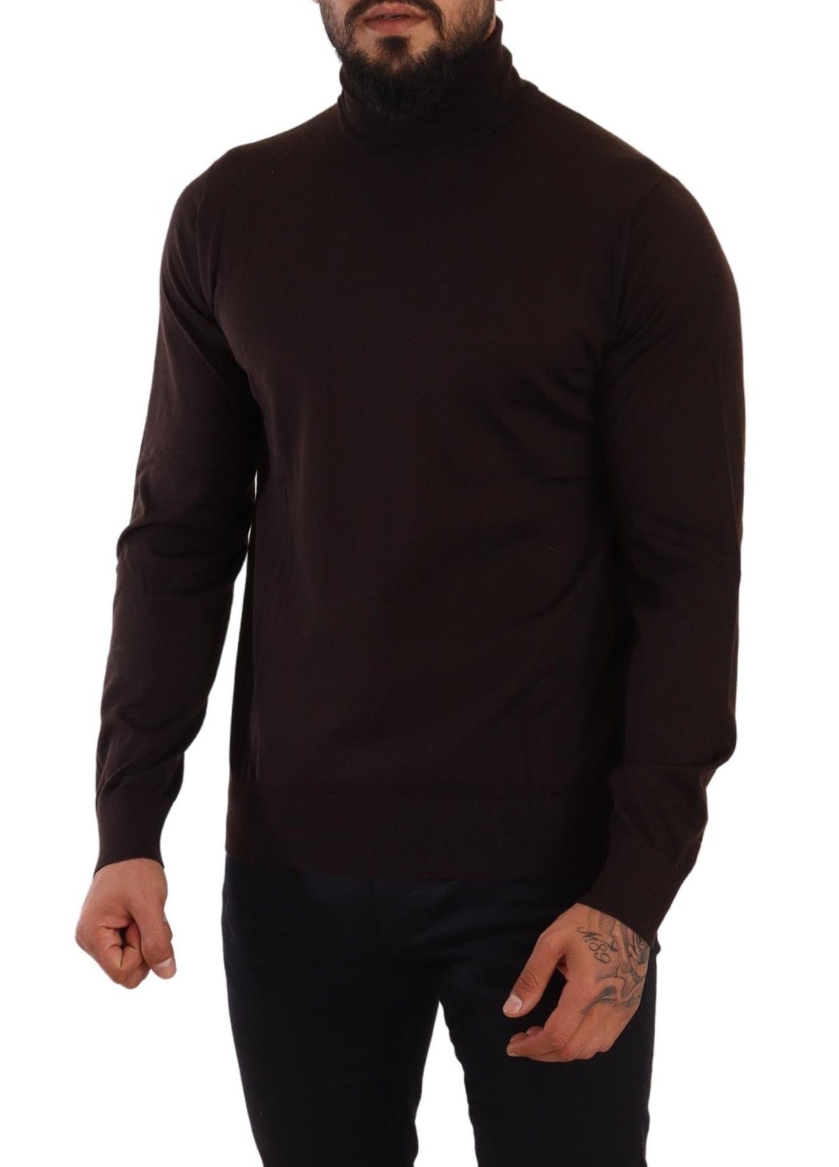 New Dolce & Gabbana Brown Cashmere Turtleneck Pullover Sweater