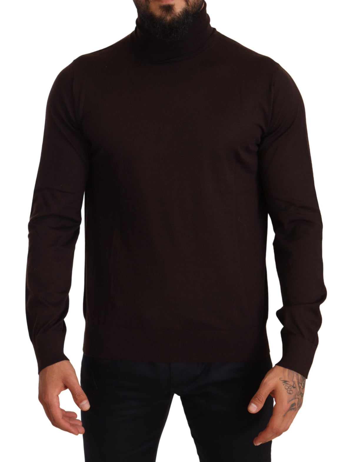 New Dolce & Gabbana Brown Cashmere Turtleneck Pullover Sweater