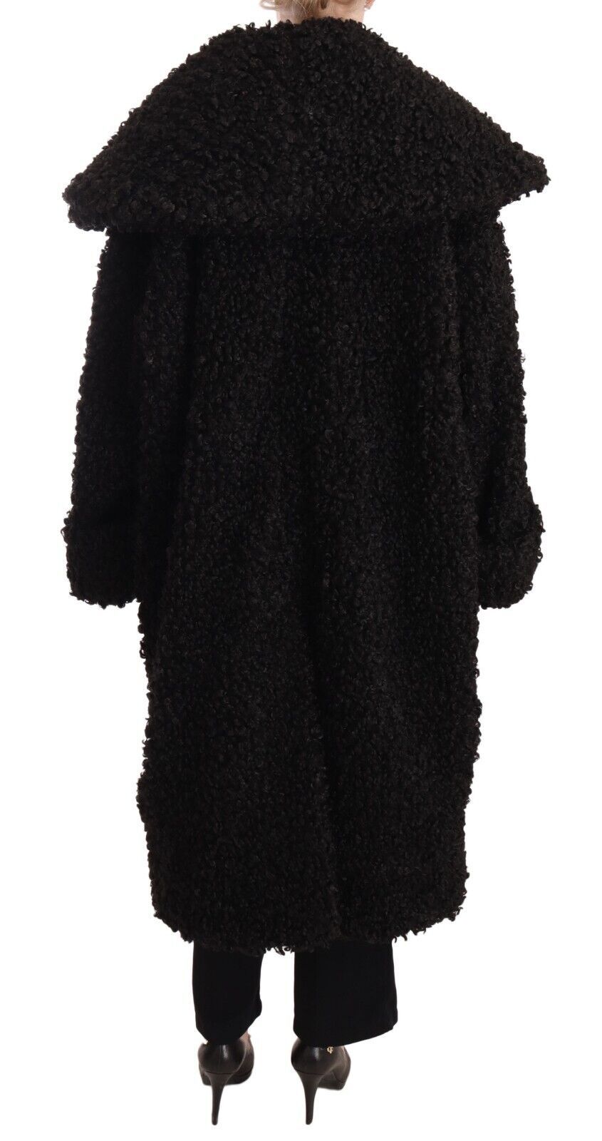 New Dolce & Gabbana Black Fur Trench Coat Jacket